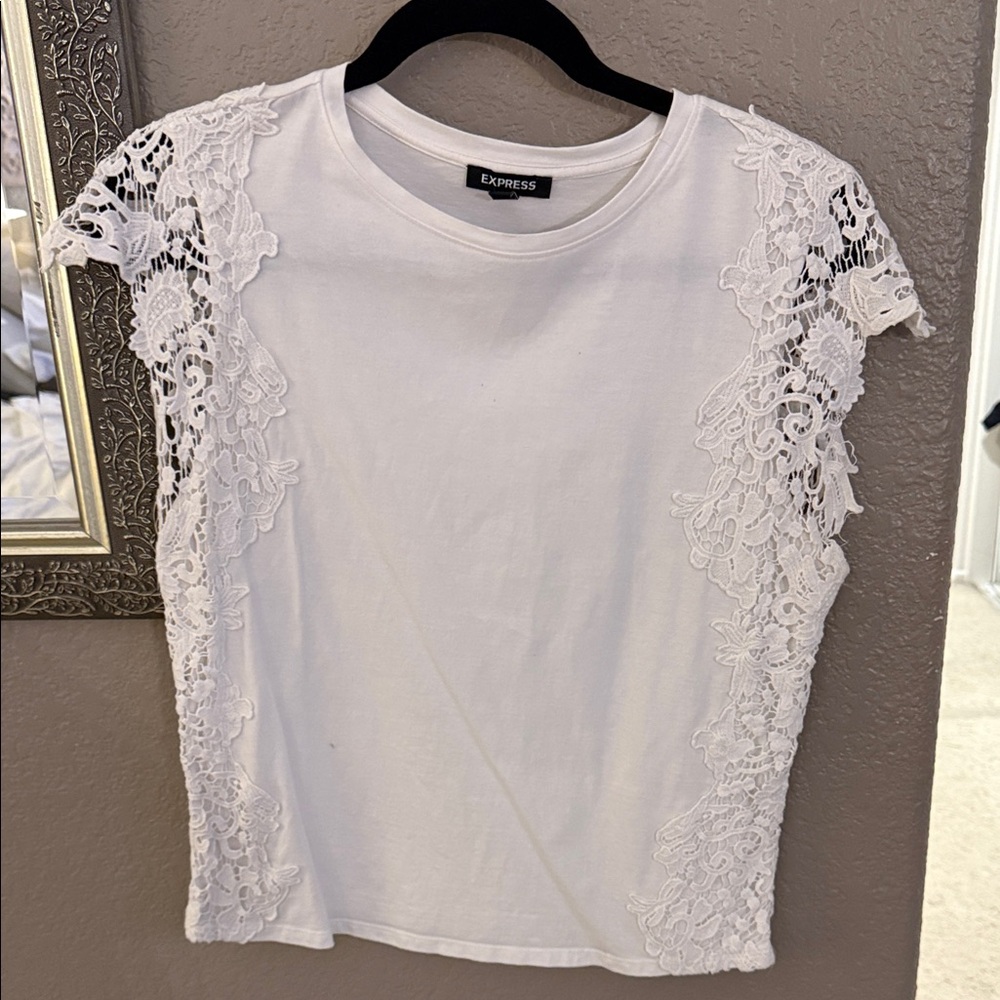 Express Women's Ivory Lace Blouse